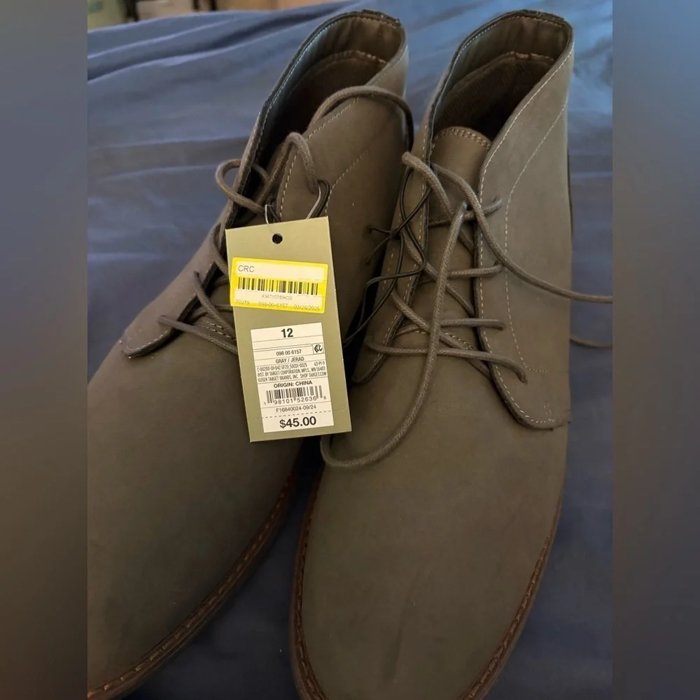 Men’s New Good fellow & Co Grey Chukka Dress Boots with Lace- ONLY size 13 LEFT